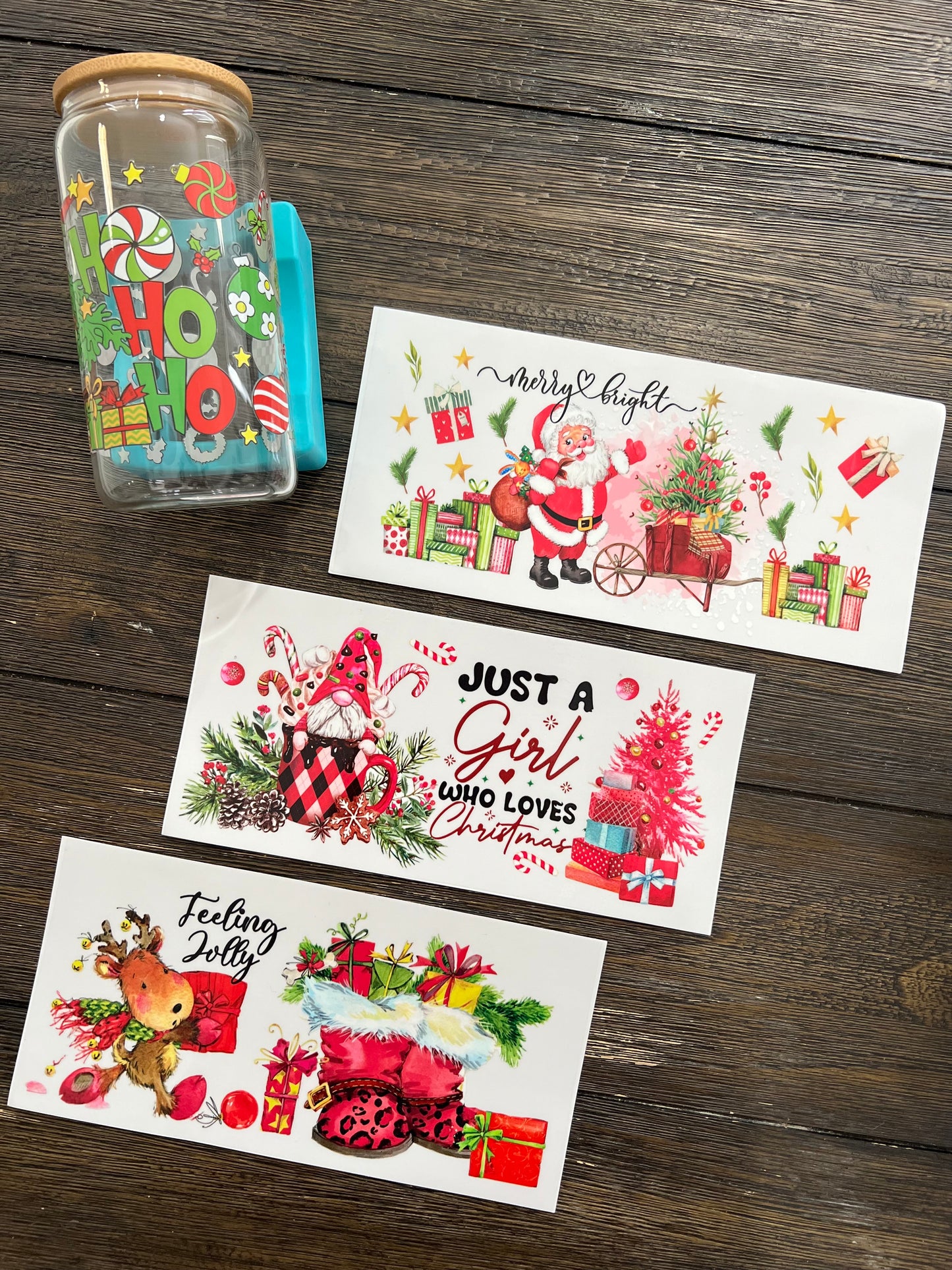 Christmas UV DTF glass can