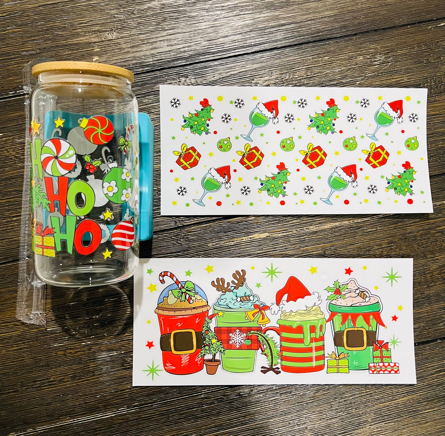 Christmas UV DTF glass can