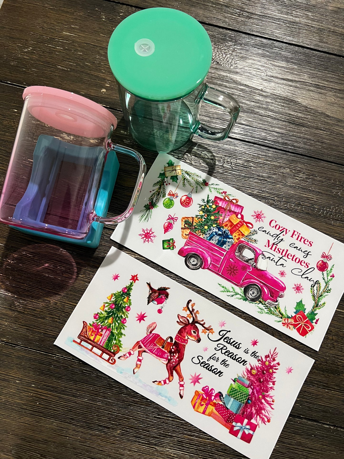 Christmas UV DTF glass can