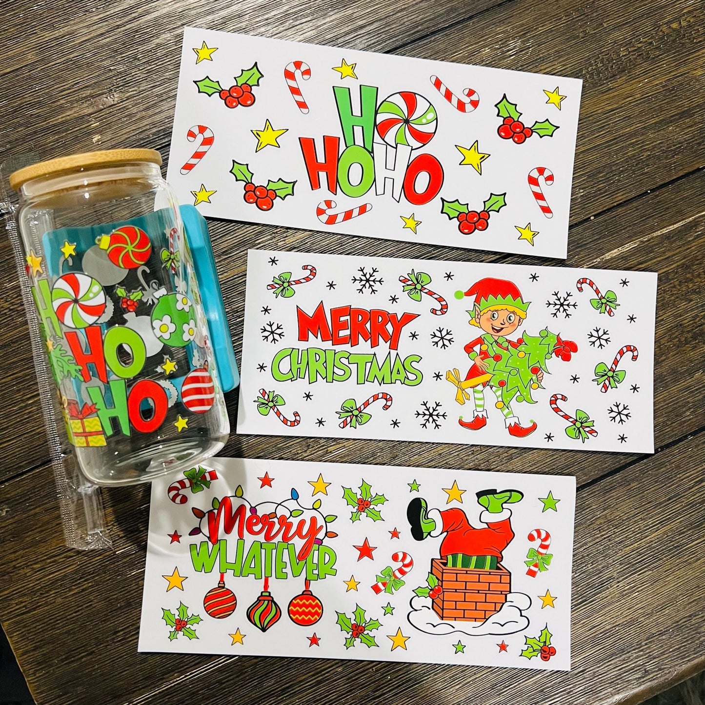 Christmas UV DTF glass can