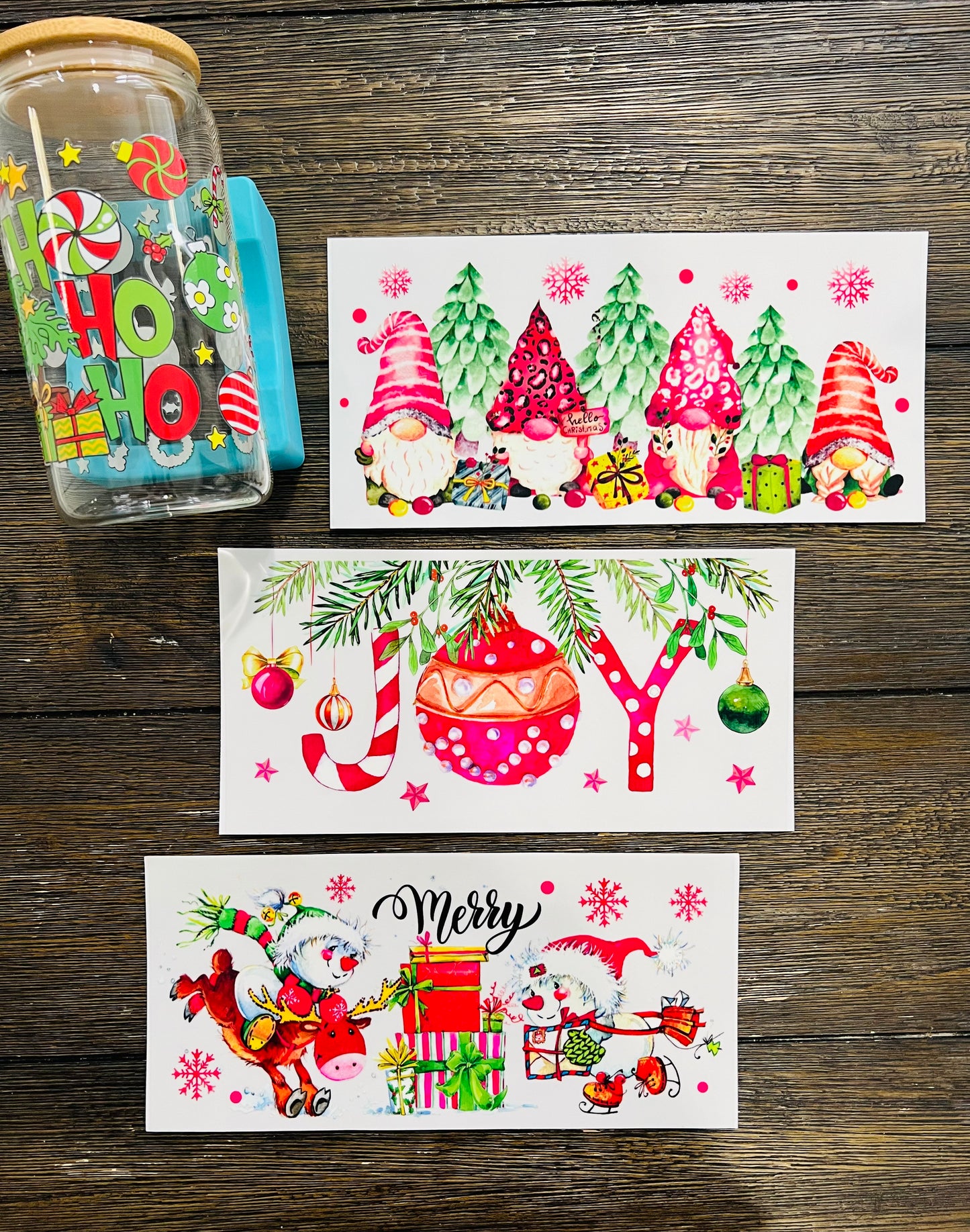 Christmas UV DTF glass can