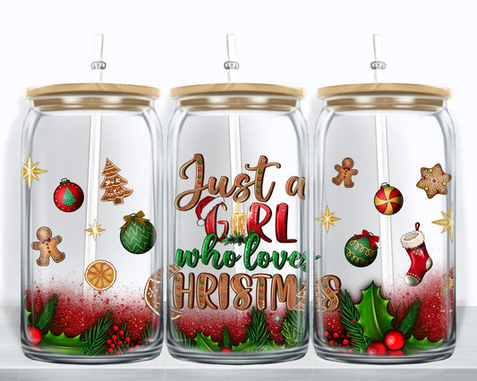 Christmas printed (sublimation )glass can