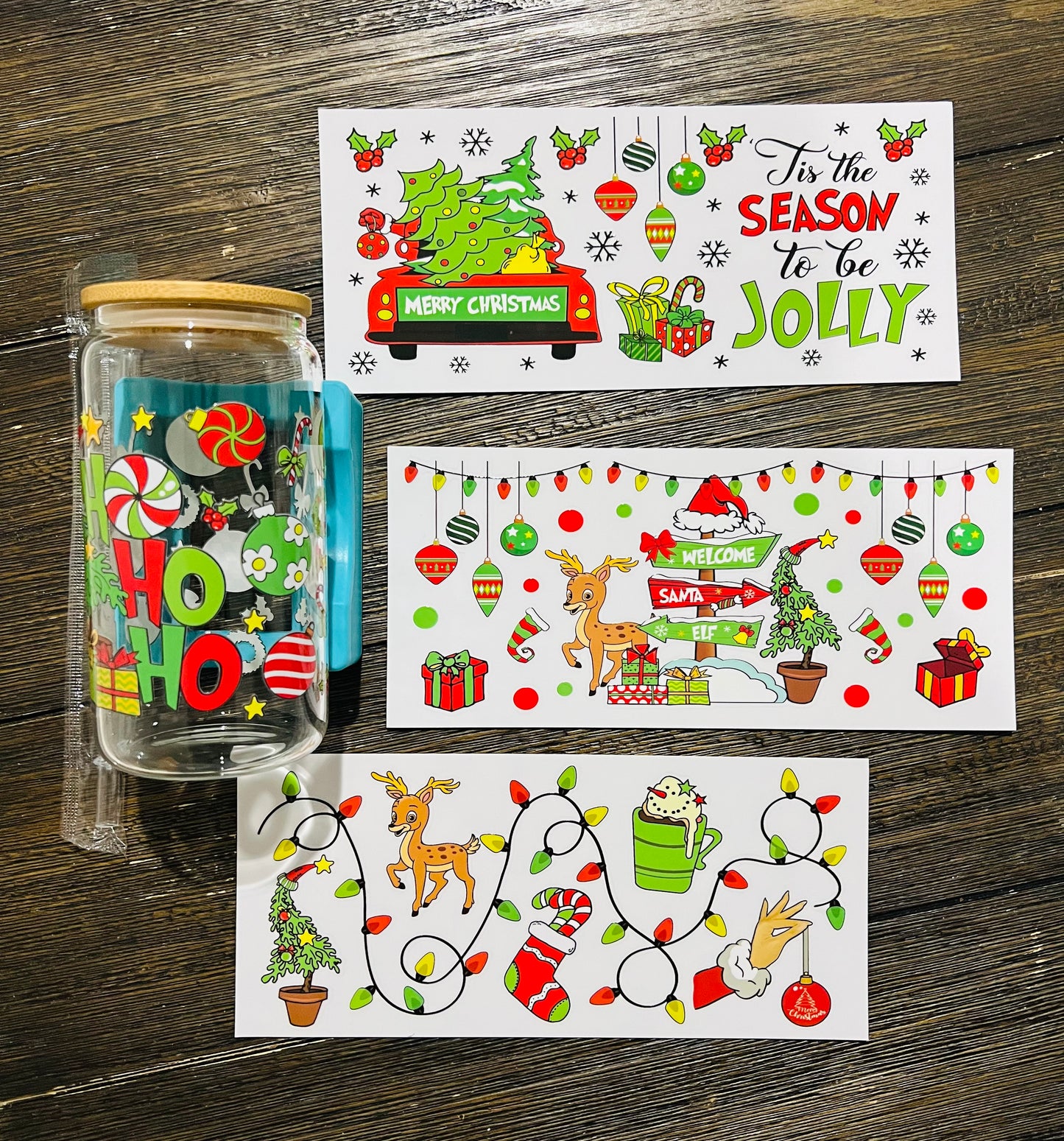 Christmas UV DTF glass can