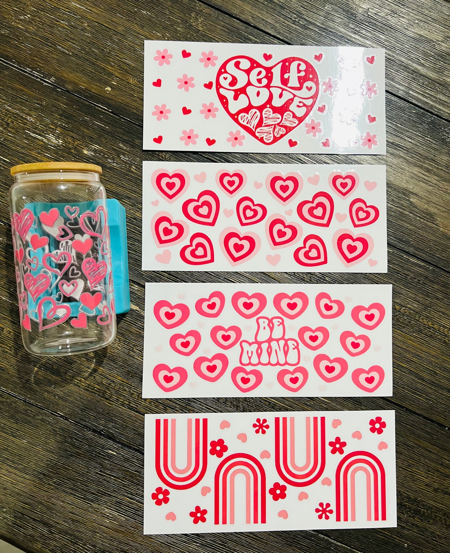 Valentines Glass cans