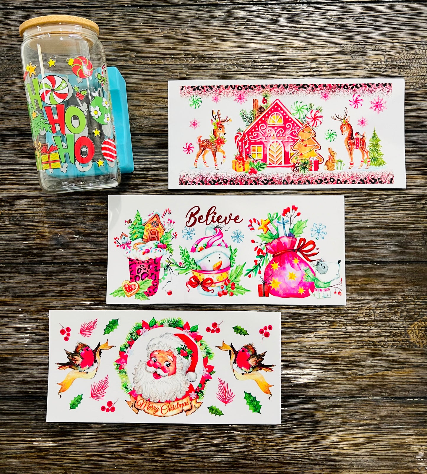 Christmas UV DTF glass can