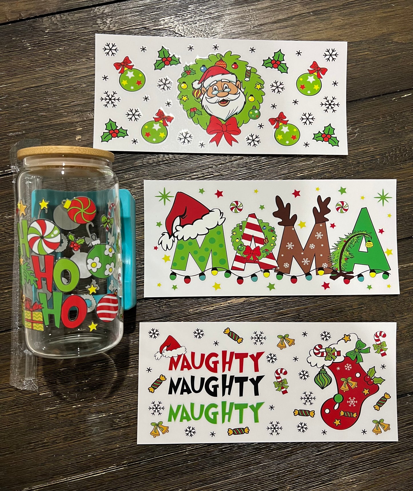 Christmas UV DTF glass can