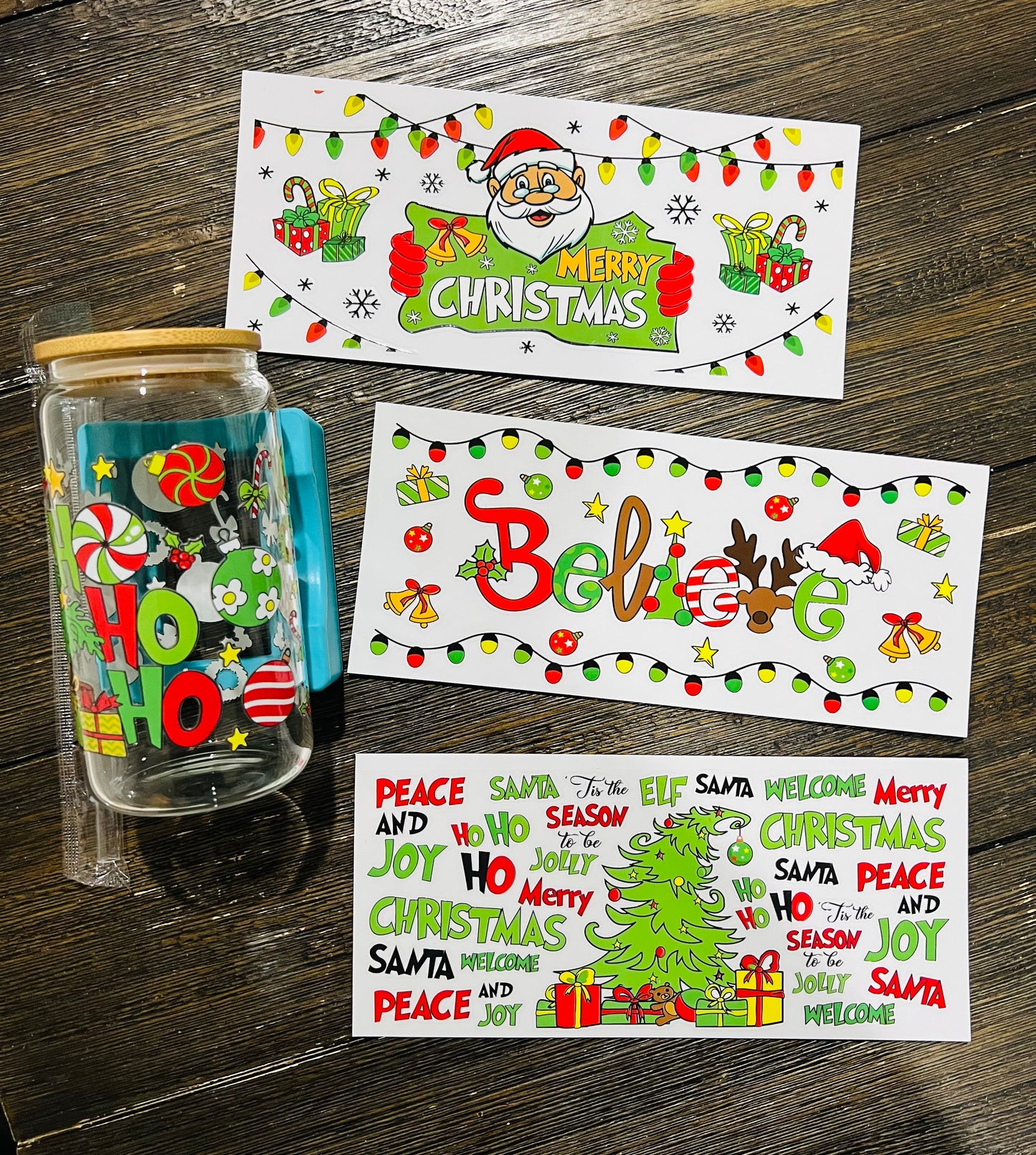 Christmas UV DTF glass can